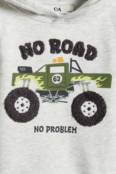 Kinderen: jongens - Set van 2 - monstertruck - hoodie en sweatshirt - wit-mix