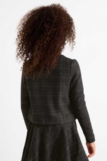 Niñas - Americana de bouclé - de cuadros - negro