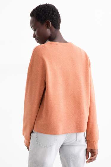 Damen - Sweatshirt - gerippt - orange-rot