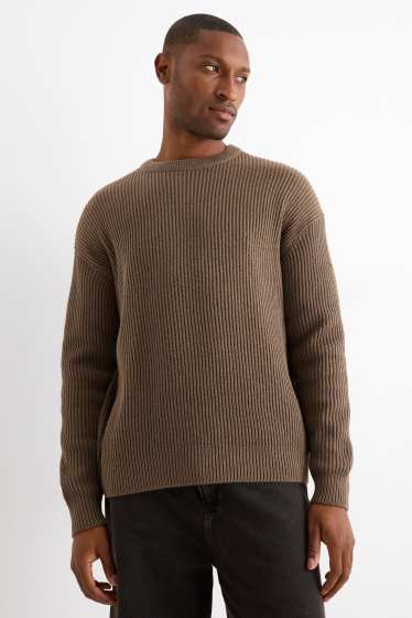Men - Jumper - ribbed - khaki