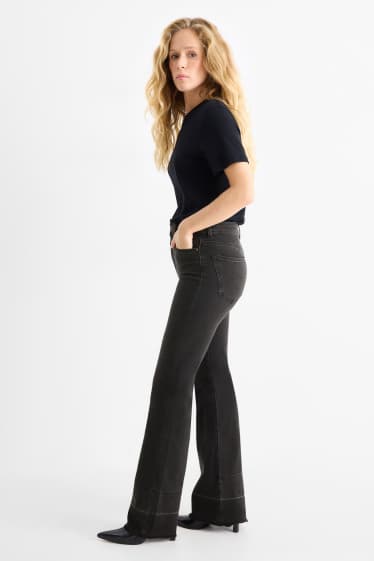 Damen - Flared Jeans - Mid Waist - dunkeljeansgrau