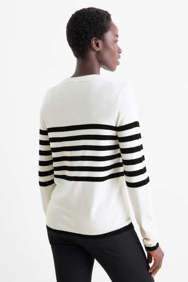 Femmes - Pull - à rayures - blanc / noir