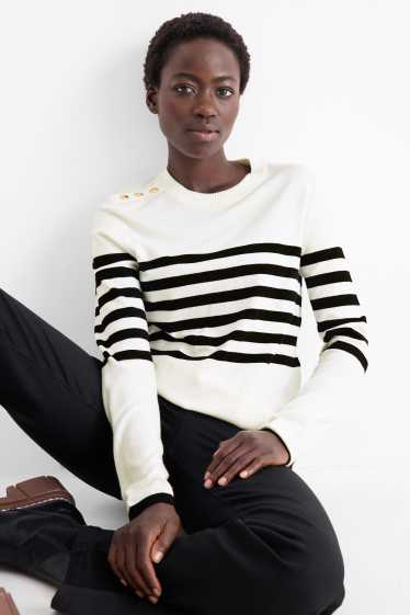 Femmes - Pull - à rayures - blanc / noir