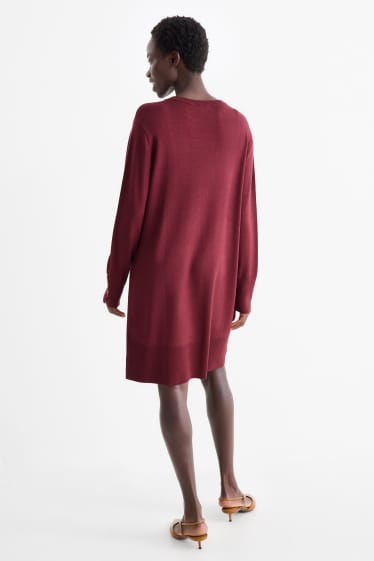 Women - Knitted dress - bordeaux