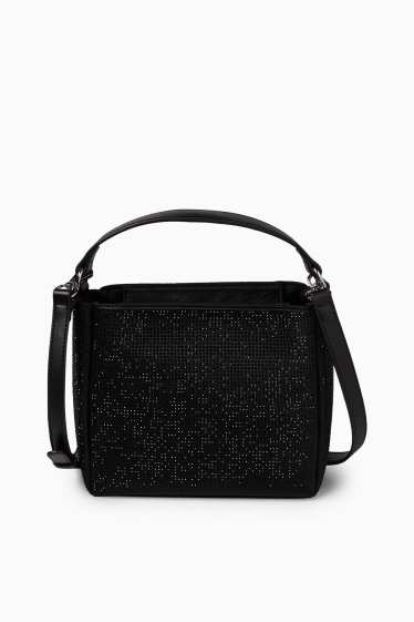 Women - Small shopper with detachable bag strap - black