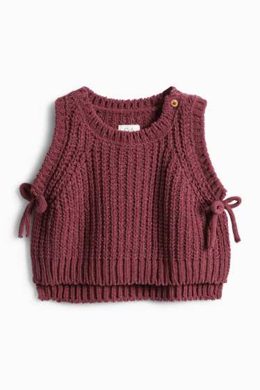 Baby: meisjes - Hartje - baby-outfit - ribstof - 3-delig - bordeaux