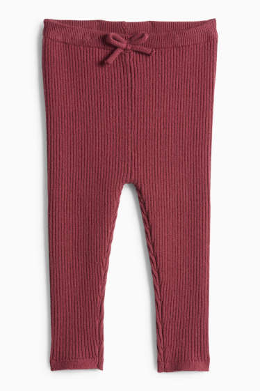 Baby: meisjes - Hartje - baby-outfit - ribstof - 3-delig - bordeaux