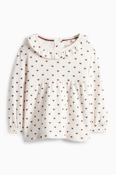 Baby: meisjes - Hartje - baby-outfit - ribstof - 3-delig - bordeaux