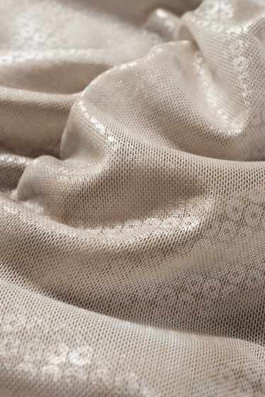 Dámské - Tričko s dlouhým rukávem - slim fit - ze síťovaného materiálu - se vzorem - béžová