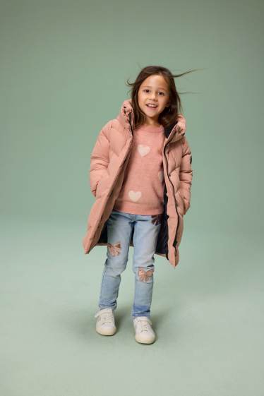 Niñas - Chaqueta acolchada con capucha - hidrófuga - rosa