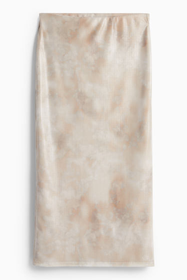 Femmes - Jupe en maille-filet - à motif - beige