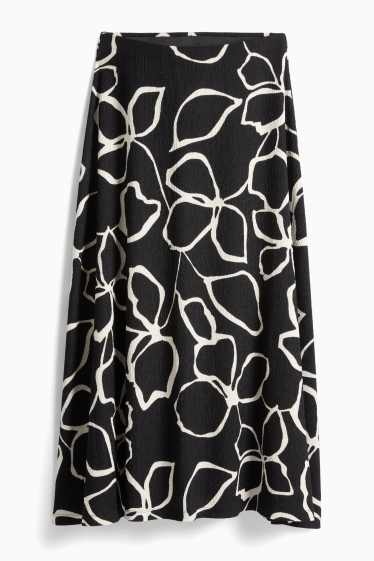 Femei - Fustă - cu flori - negru / alb