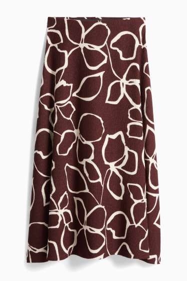 Damen - Rock - geblümt - bordeaux