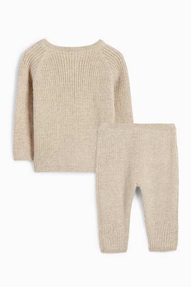 Neonati - Completo neonati - 2 pezzi - a costine - beige