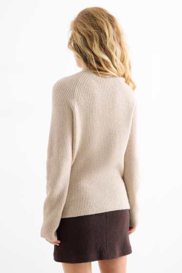 Donna - Maglione - a coste - beige chiaro