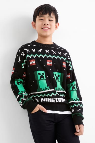 Děti - chlapci - Minecraft - svetr - černá