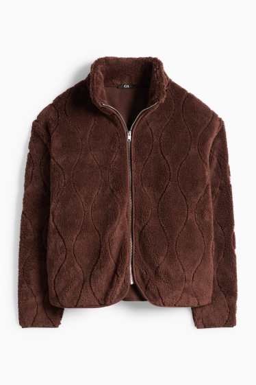Dámské - Fleecová bunda - tmavohnědá