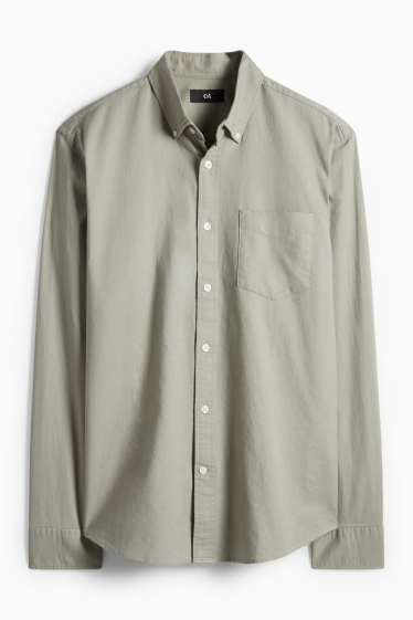 Herren - Hemd - Regular Fit - Button-down - grün