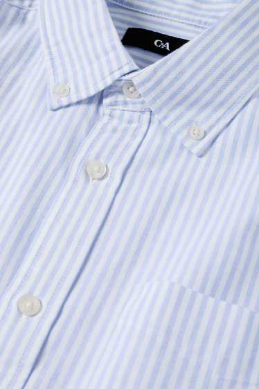 Herren - Hemd - Regular Fit - Button-down - gestreift - weiß / hellblau