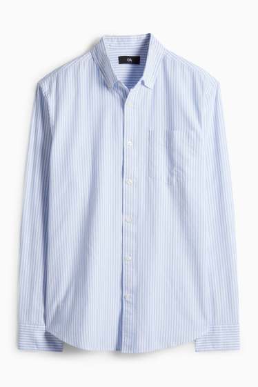 Herren - Hemd - Regular Fit - Button-down - gestreift - weiß / hellblau