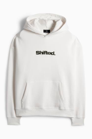 Pánské - Oversized mikina s kapucí - bílá