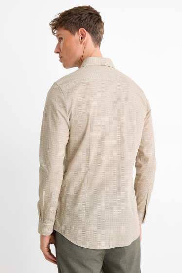 Herren - Businesshemd - Slim Fit - Kent - gemustert - beige