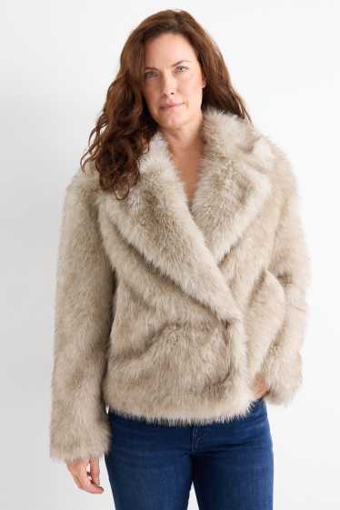 Donna - Giacca in pelliccia sintetica - beige chiaro