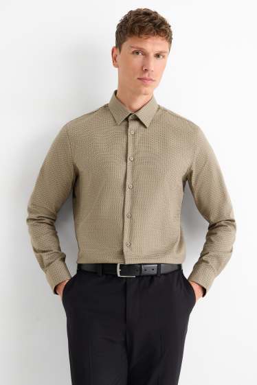 Hommes - Chemise de bureau - regular fit - col kent - sans repassage - à motif - vert