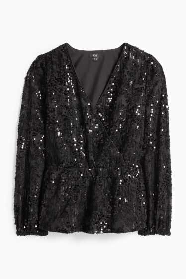 Femmes - Chemisier en sequins de gaze - noir