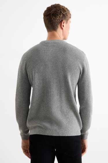 Pánské - Svetr - strukturovaný - šedá