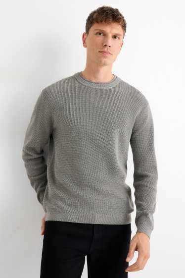 Pánské - Svetr - strukturovaný - šedá