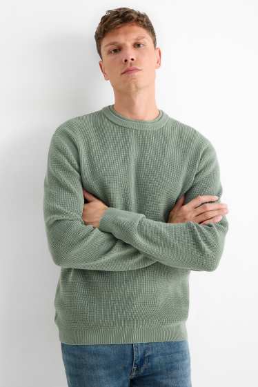 Pánské - Svetr - strukturovaný - zelená