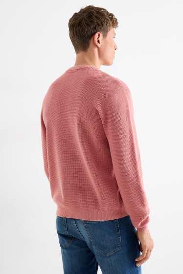 Pánské - Svetr - strukturovaný - růžová