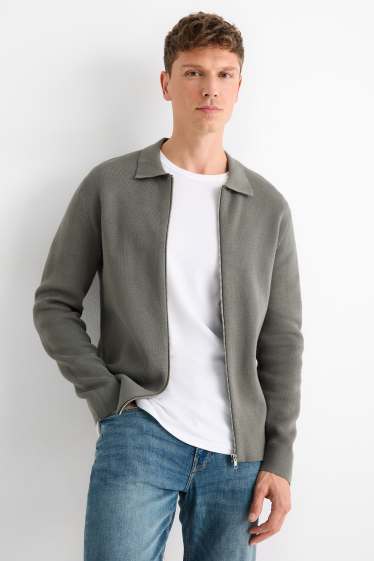 Heren - Gebreid vest - kaki