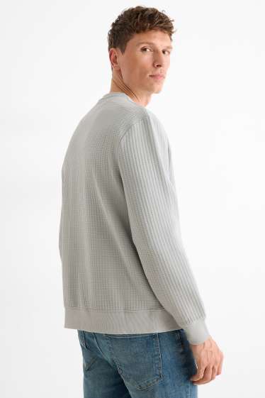 Pánské - Mikina - strukturovaná - šedá