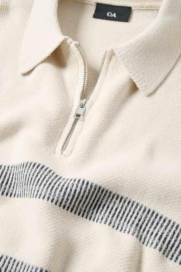 Pánské - Svetr - pruhovaný - světle béžová