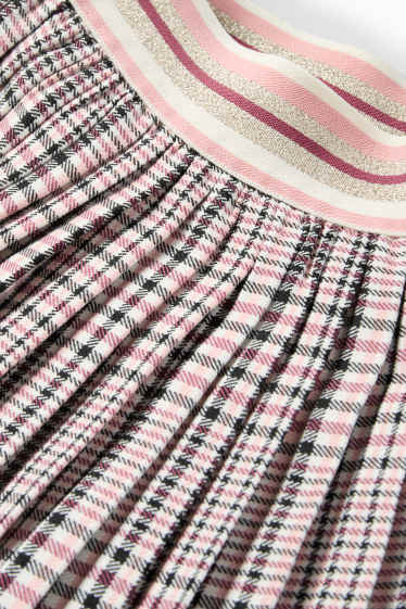 Děti - dívky - Plisovaná sukně - kostkovaná - růžová