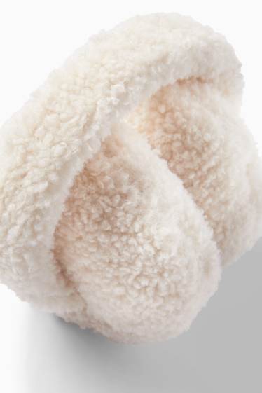 Donna - Scaldaorecchie in pelo teddy - crema