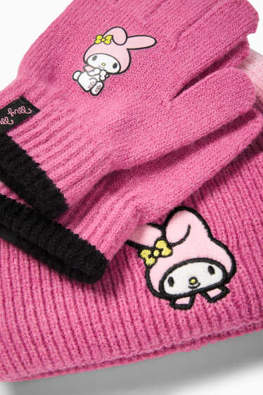 Kinder Mädchen - My Melody - Set - Strick-Mütze und -Handschuhe - 2 teilig - pink