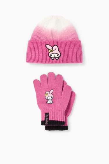 Kinder Mädchen - My Melody - Set - Strick-Mütze und -Handschuhe - 2 teilig - pink