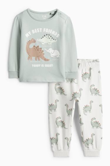 Miminka - chlapci - Dinosauři - pyžamo pro miminka - 2dílné - mátově zelená