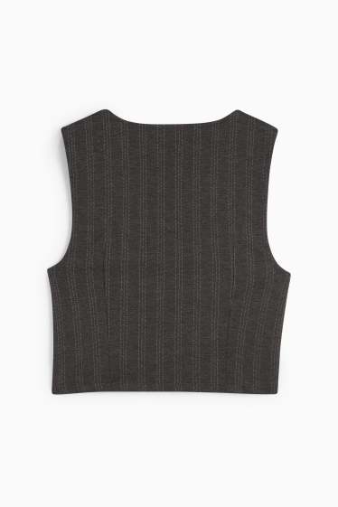 Dames - Gilet - getailleerd - krijtstrepen - donkergrijs