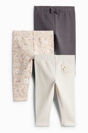 Nadó nena - Paquet de 3 - floretes - leggings per a nadó - gris/beix