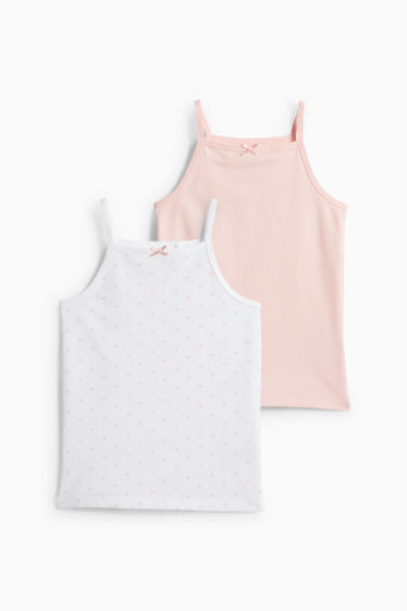Kinder Mädchen - Multipack 2er - Singlet - weiss / rosa