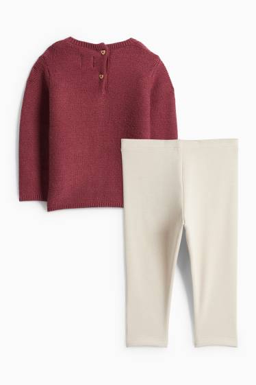 Miminka - dívky - Srdíčka - outfit pro miminka - 2dílný - bordeaux