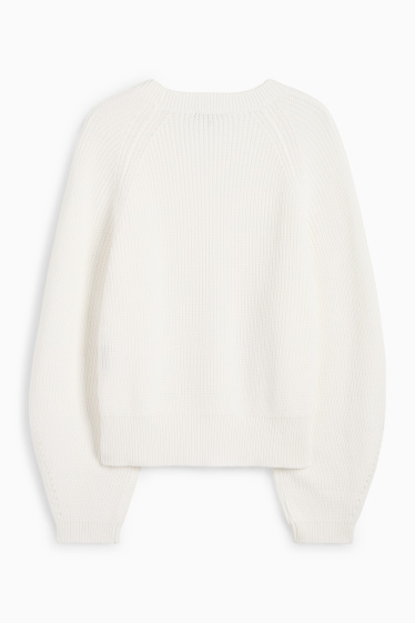 Mujer - Jersey - de canalé - blanco