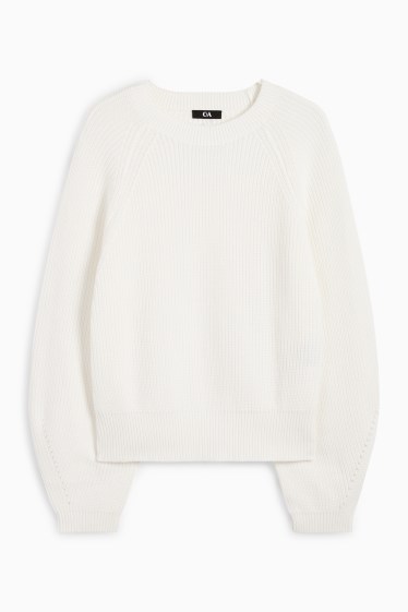 Mujer - Jersey - de canalé - blanco
