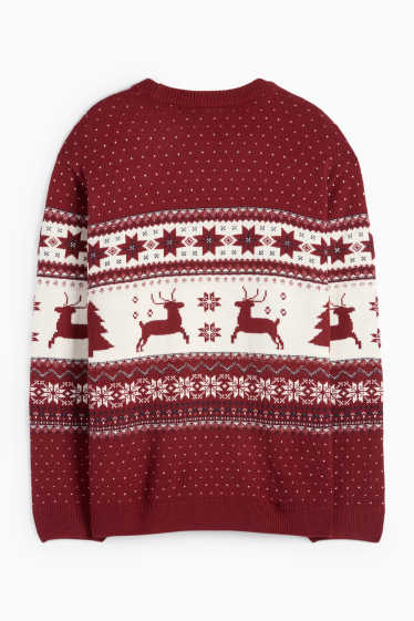Heren - Kersttrui - rendier - donkerrood