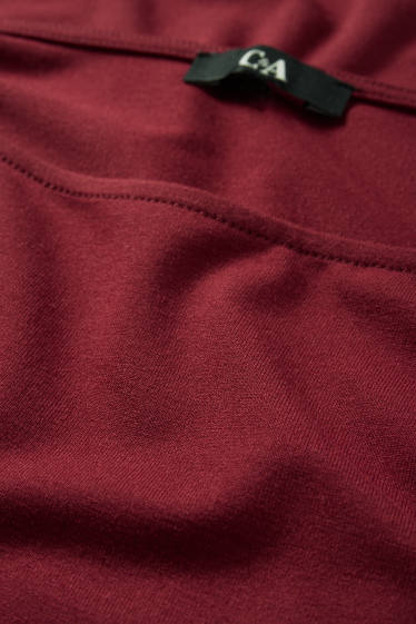 Women - Basic long sleeve top - regular fit - dark red