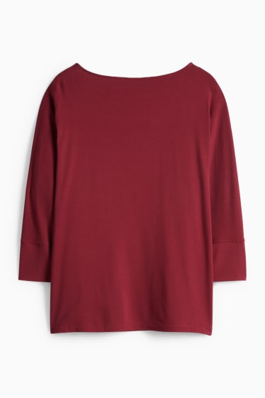 Women - Basic long sleeve top - regular fit - dark red